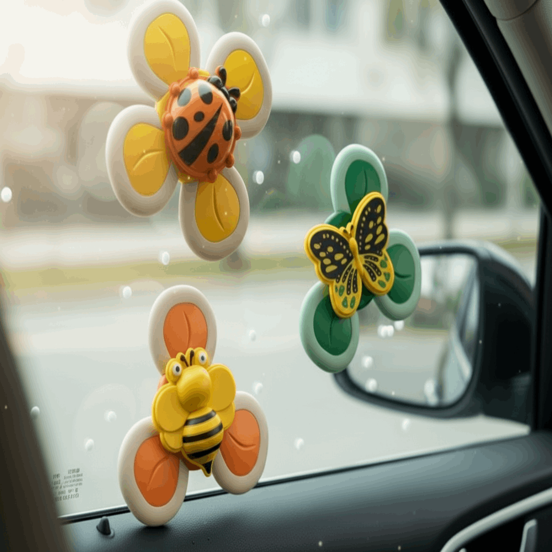 3 Pcs Stick & Spin Suction Toys – Fun Anywhere, Anytime for Babies!